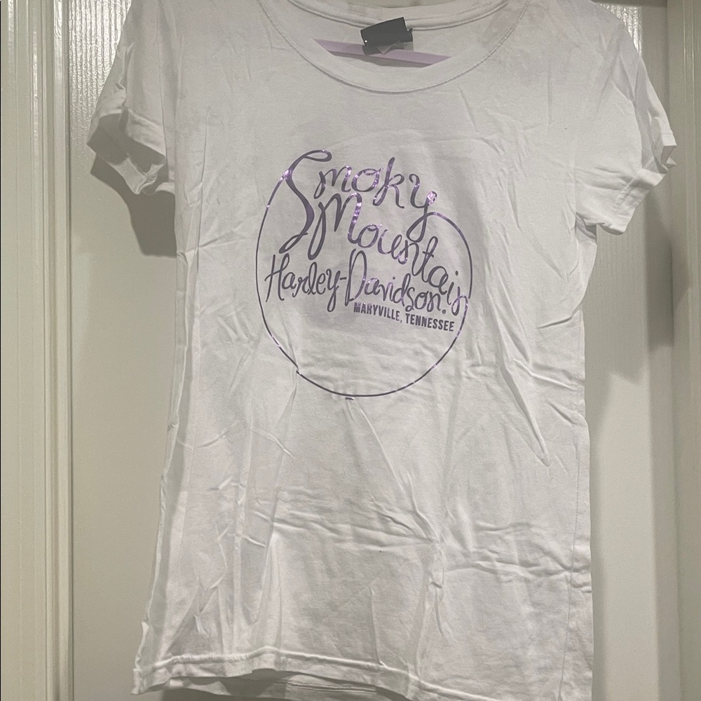 Harley-Davidson White and Purple Graphic Tee